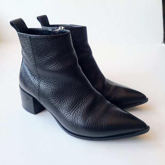 Everlane The Boss Matte Black Pebbled Leather Pointed Toe Ankle Booties Size 5.5 - Picture 5 of 16